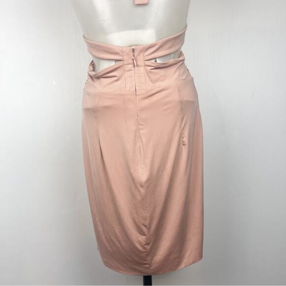 House of CB | Sidra Silky Jersey Draped Halter Dress Blush - Picture 4 of 6